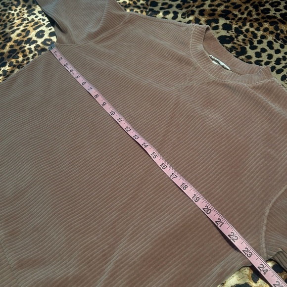 H&M Light Brown Velour Ribbed Crewneck Sweatshirt - Picture 3 of 5